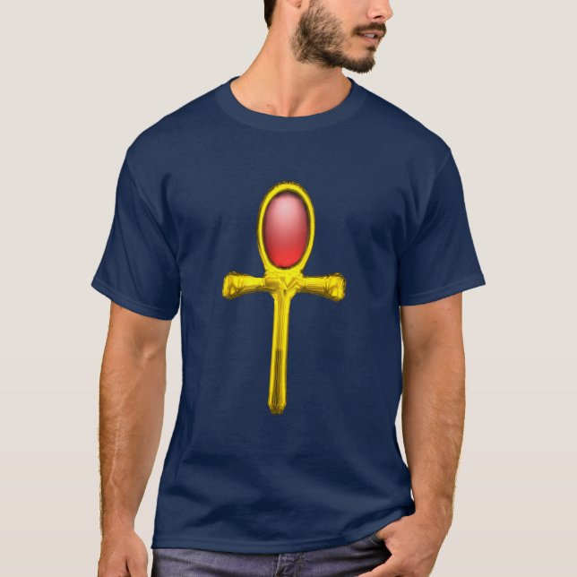 T-SHIRT VERMELHO TALISMAN, DOURADO ANKH (Frente)