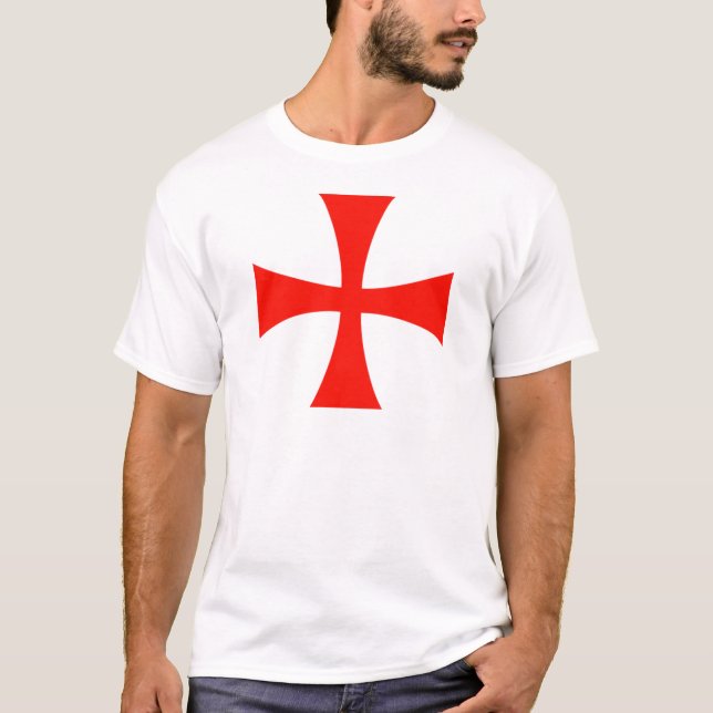 T-shirt Vermelho transversal de Templar dos cavaleiros (Frente)
