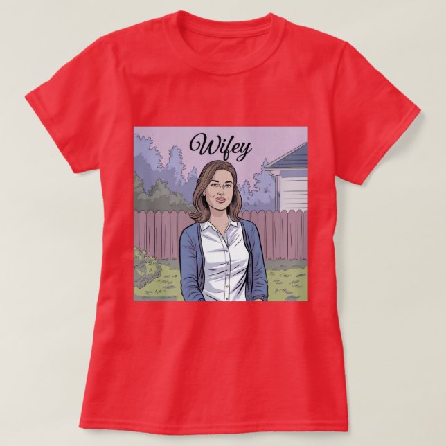 T-Shirt Vermelho Wifey (Frente do Design)