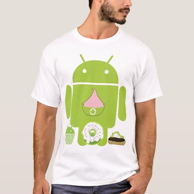 T-shirt Versões do Android (Frente)