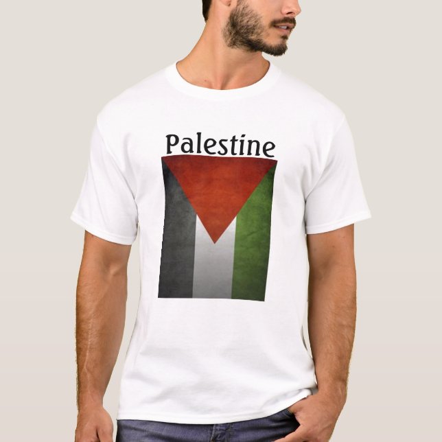 T-shirt vertical palestino da bandeira (Frente)