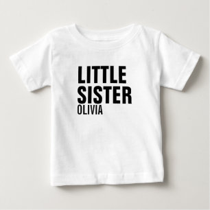 T-shirt Vestido de bebé personalizado Little Sister sem ma