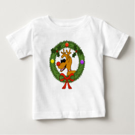 T-shirt Vestido infantil com folhos e renas