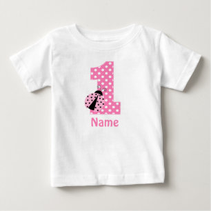 T-shirt Vestido personalizado joaninha do rosa da menina