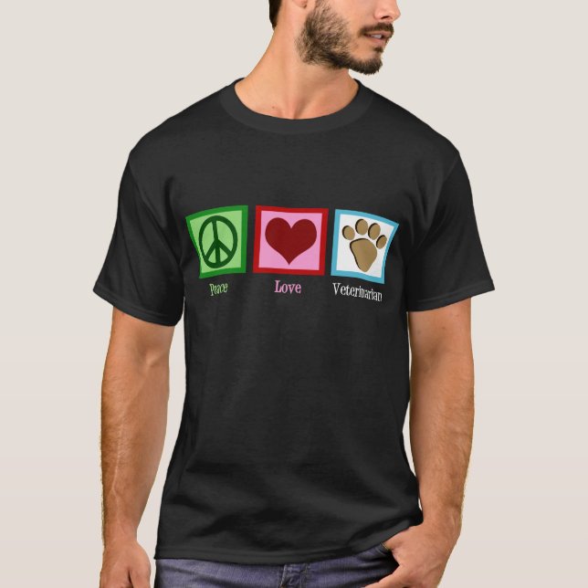 T-shirt Veterinário do amor da paz (Frente)