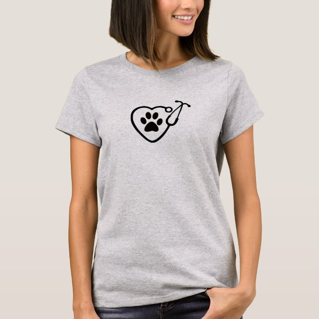 T-shirt veterinário do impressão da pata do (Frente)