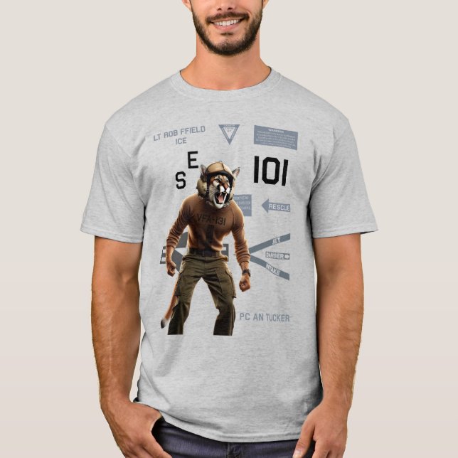 T-Shirt VFA-131 WILDCATS 101 AK Comandante de Aviã (Frente)