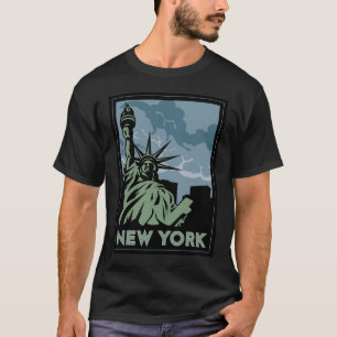 T-shirt viagem retro do vintage de New York Estados Unidos