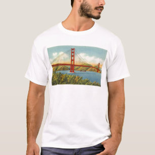 T-shirt Viagem Vintage Ouro Gate Bridge San Francisco