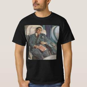 T-shirt Viagens de Negócios Antigas, Lendo no Avião