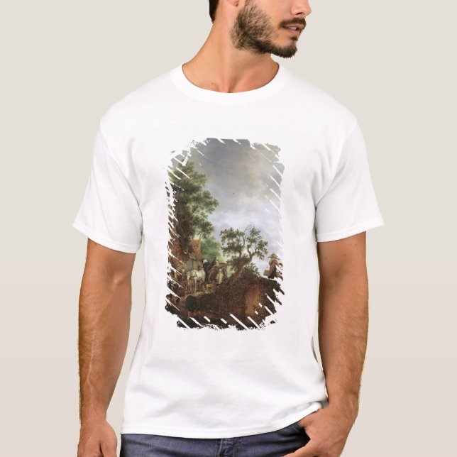 T-shirt Viajantes por uma pensão (óleo em canvas) (Frente)