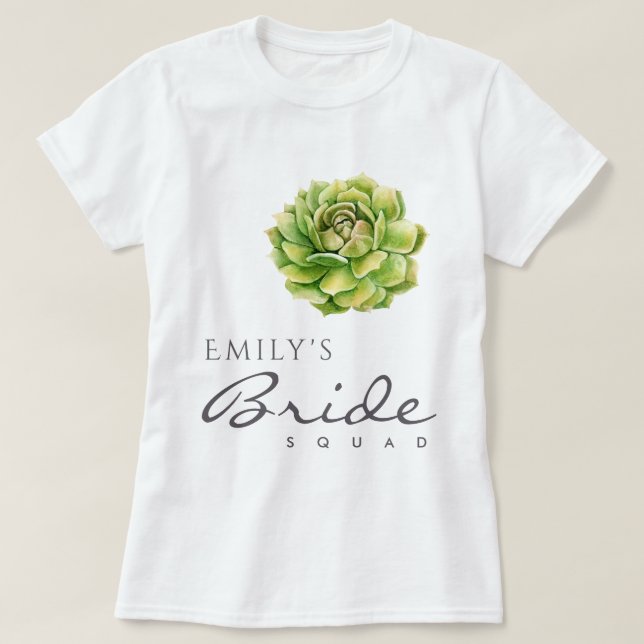 T-SHIRT VIBRANT GREEN WATERCOLOR SUCCULENT SQUAD (Frente do Design)