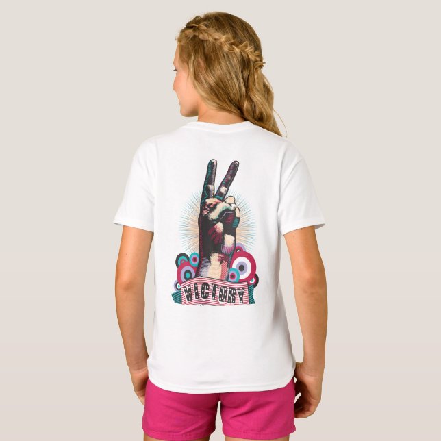 T-Shirt – Victory Peace & Love Pop-Art Design (Parte Traseira Completa)
