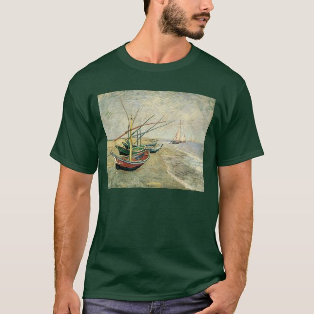 T-shirt Vincent van Gogh - Barcos de Pesca na Praia (Frente)