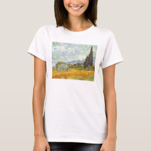 T-shirt Vincent van Gogh - campo de trigo com ciprestes