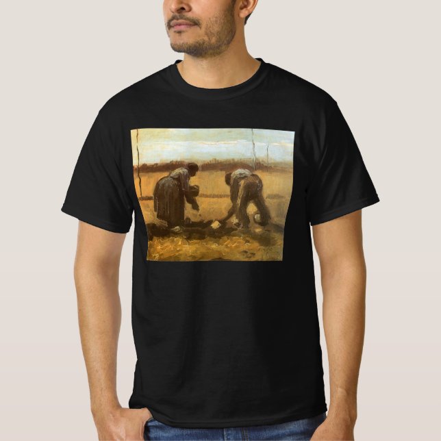 T-shirt Vincent van Gogh - Camponeses Plantando Batatas (Frente)