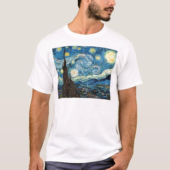 T-shirt Vincent Van Gogh é a noite estelar (Frente)