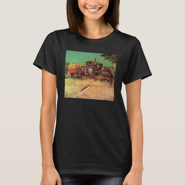 T-shirt Vincent van Gogh - Encampamento de ciganos caravan (Frente)