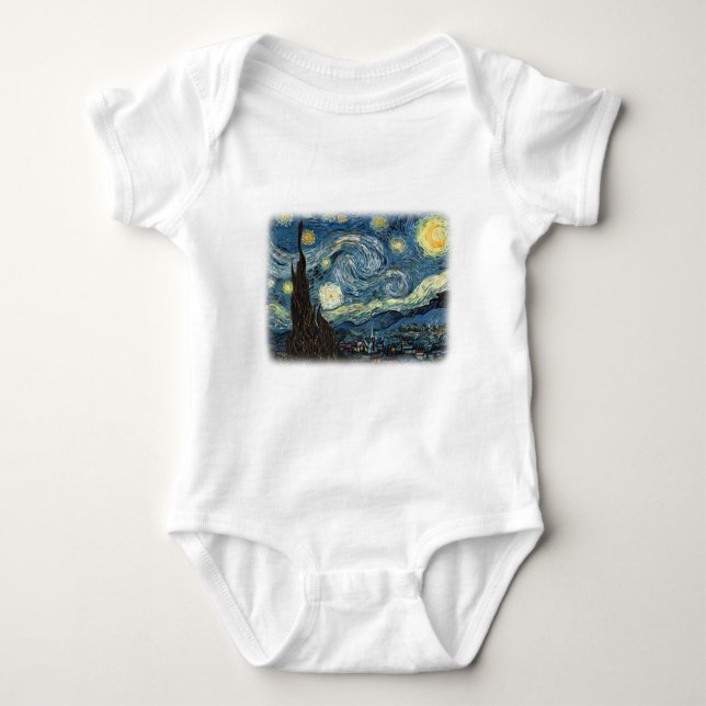 T-shirt Vincent van Gogh, Noite Estrelada. Famosa arte. (Frente)