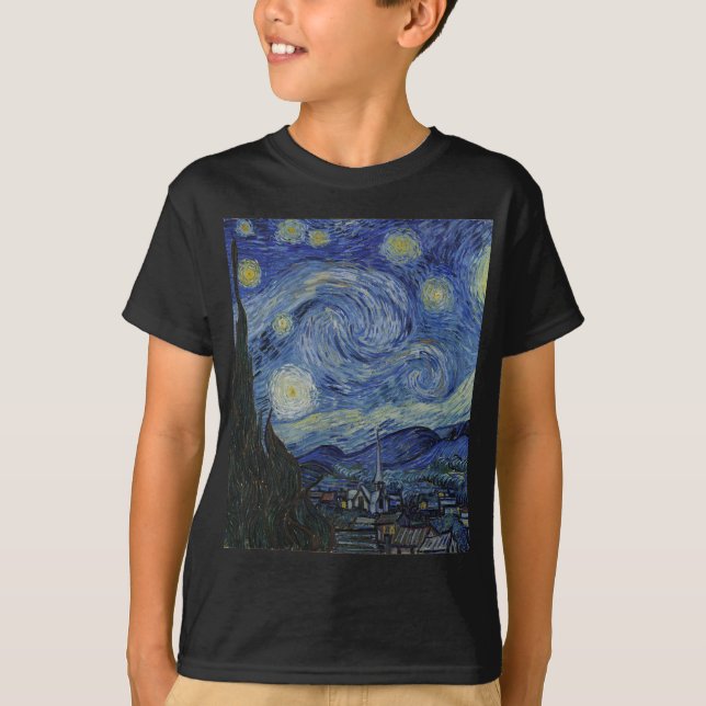 T-shirt Vincent Van Gogh - Noite Estrelada. Pintura (Frente)