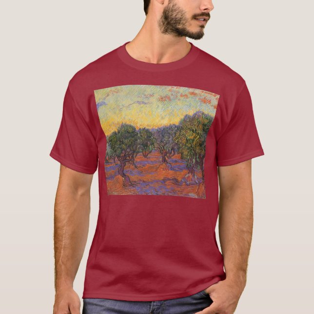 T-shirt Vincent van Gogh - Olive Grove, Orange Sky (Frente)