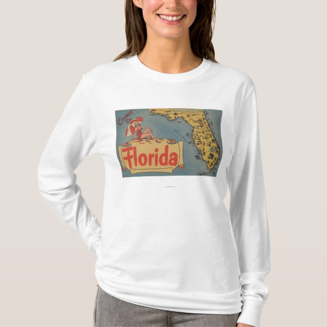 T-shirt Vindo ao mapa de Florida do estado, menina (Frente)