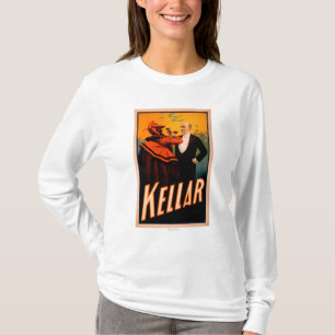 T-shirt Vinho do bebendo do mágico de Kellar com o diabo