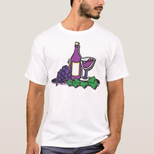 T-shirt Vinho Vermelho e Uvas Púrpuras