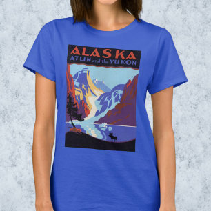 T-shirt Vintage Alaska Poster de viagens, Atlin e Yukon