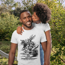 T-shirt Vintage Alice no País das Maravilhas Coelho Branco