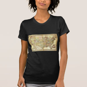 T-shirt Vintage Antigo mapa geral dos EUA