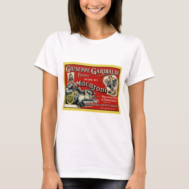 T-shirt Vintage Art Macaroni Label Poster (Frente)