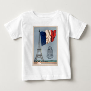 T-shirt Vintage Bandeira Nacional Francesa e Torre Eiffel
