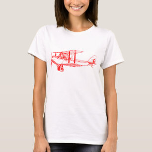 T-shirt Vintage Biplane - Vermelho