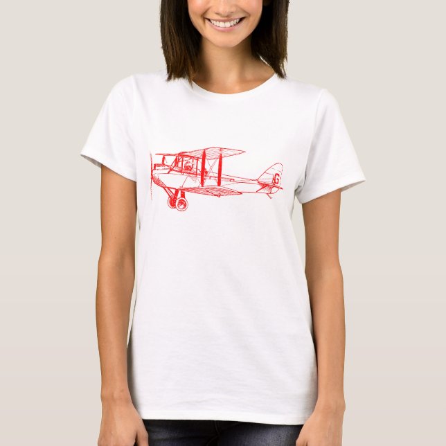 T-shirt Vintage Biplane - Vermelho (Frente)