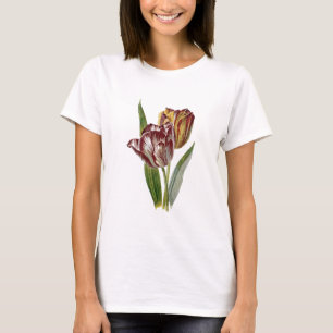 T-shirt Vintage botânico - flores da tulipa,