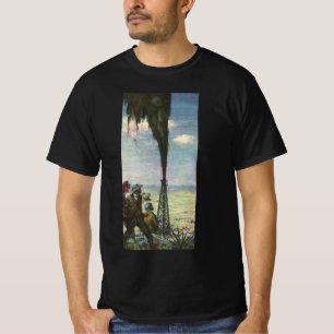 T-shirt Vintage Business, Gushing Oil well with Workers