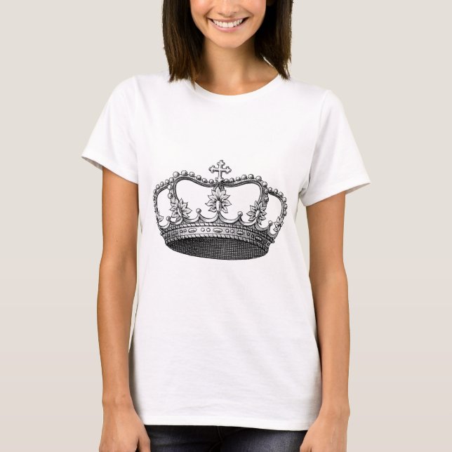 T-shirt Vintage Crown Black and White (Frente)