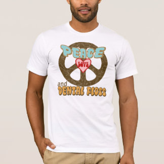 T-shirt Vintage de Floss dental do amor da paz