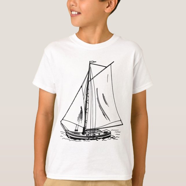 T-shirt Vintage do desenho do veleiro (Frente)