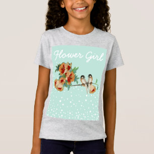 T-shirt Vintage Flor de Cerejeira Amor Pássaro Pêssego Men