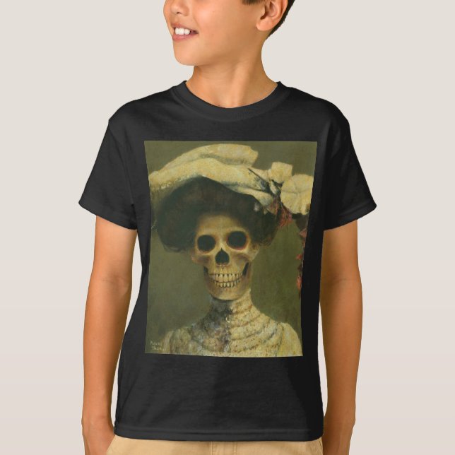 T-shirt Vintage Gothic Skeleton Lady (Frente)