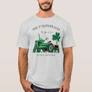 T-shirt Vintage Green Fazenda Trator Rua. Dia de Patrick