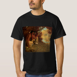 T-shirt Vintage Nativo Americano, Caça ao Veado por Couse