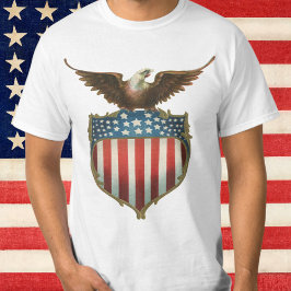 T-shirt Vintage Patriotismo, Águia Orgulhosa sobre Bandeir