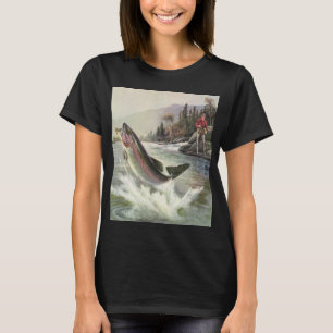T-shirt Vintage Rainbow Trout Pescador Pesca de Peixes