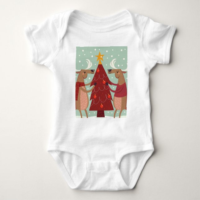 T-shirt Vintage renas Natal (Frente)