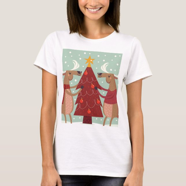 T-shirt Vintage renas Natal (Frente)