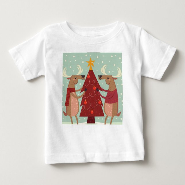 T-shirt Vintage renas Natal (Frente)