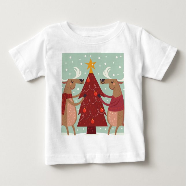 T-shirt Vintage renas Natal (Frente)